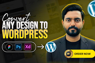 convert figma, PSD, and xd designs to wordpress and elementor
