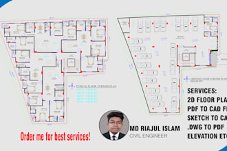 draft anything in autocad, floor plan, convert pdf, sketch to cad