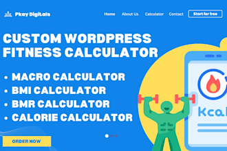 build calorie calculator, macro calculator, bmi, bmr, fitness website calculator