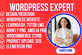 develop elementor pro wordpress business website learndash amelia bookly pro