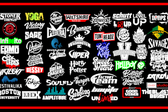 design dj, music, typography, hip hop and buisness logo