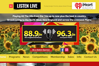 design a radio station website with dynamic features