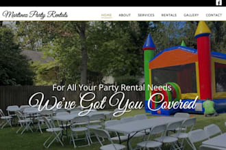 design a responsive 360 photo booth website, party rental, event rental website