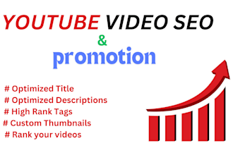 do the best youtube video SEO to improve your  video organic rank and promotion