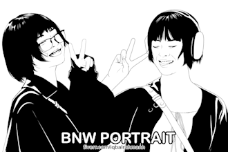 draw black and white silhouette illustration