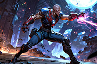 make a sci fi character illustration or sci fi character art