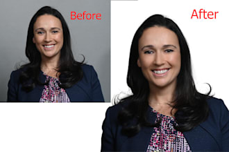 corporate  portrait retouching with reduce flying hair
