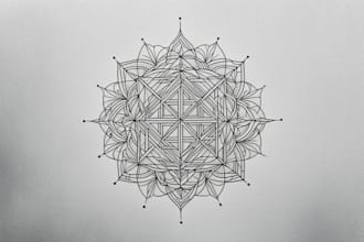 draw a geometric fine line tattoo design