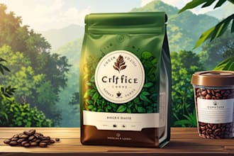 make coffee label, coffee packaging design and coffee bag design