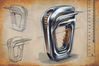 draw a technical drawing, sketch, product illustration