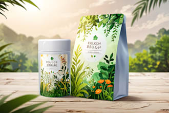 do product label packaging design, cosmetic label, box design, pouch