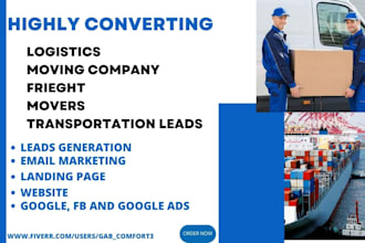 do moving company logistics movers transportation leads via ads landing  page