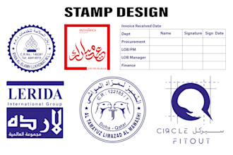 make arabic and english stamp design and digital stamp