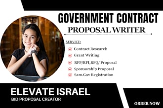 write and design detail government contract capability statement, bid proposal