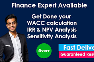 perform wacc, irr, npv and sensitivity analysis