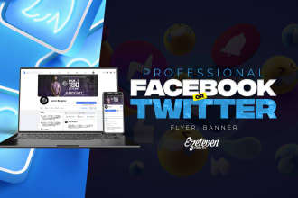 do a professional facebook or twitter header, banner or post