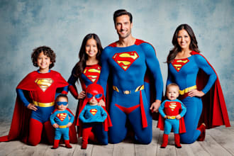 make a family superhero portraits for you