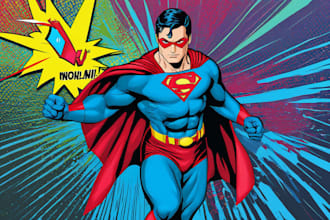draw custom superhero pop art portrait