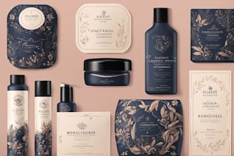 create elegant cosmetic product packaging design label