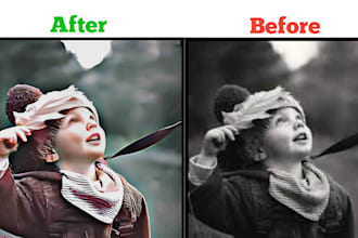 restore old black and white photo to colorize and enhance