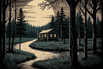 create an artistic linocut illustration in my own style