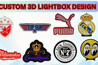 design 3d lightbox logo keychain, anime lightbox, text, wall decor for printing