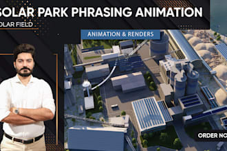 create 3d model phasing animation of solar park concept design