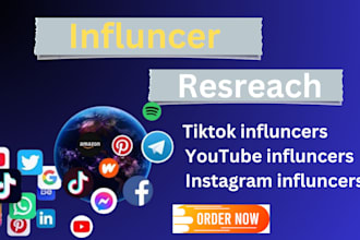 find tiktok influencer, youtube influencer, instagram influencer with email list