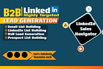 find leads via linkedin sales navigator with emails of contact and company , b2b