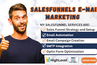 setup clickfunnels or gohighlevel email automation, SMTP mailchimp integration