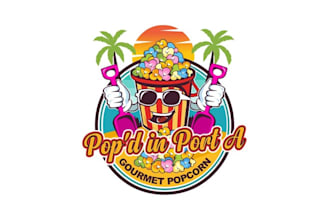 coastal gourmet popcorn shop logo design