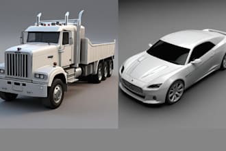 do 3d car modeling, car design, truck for 3d printing, gta v, fivem for games