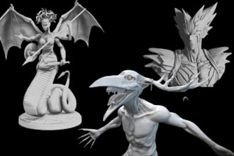 sculpt 3d model, monster, figurine alien,3d creature warhammer,3d printing, maya