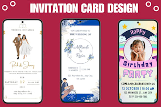 design an invitation card, wedding card, and birthday cards