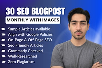 write 30 SEO blogposts monthly with images