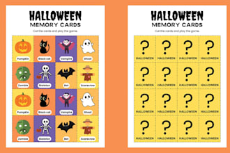 create english memory halloween cards worksheet