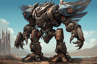 draw unique mecha robot