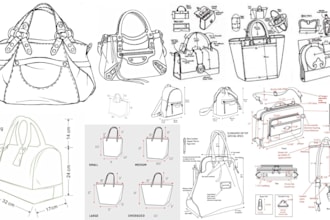 design your bag, handbag, backpack, luggage, wallet, and make a tech pack