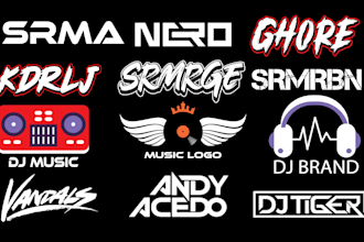 design dj, producer, rap, music, rock, band logo in 24hours