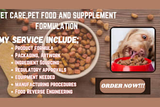 formulate pet food for dogs, cats, pets