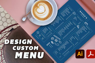 design a custom menu for your restaurant, café, wedding, bar