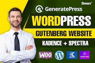 create wordpress website design using gutenberg, kadence, spectra block