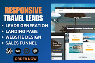 design responsive travel website, travel booking, vacation travel landing page