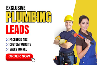 build website for plumbing  hvac handyman drain cleaning, plumbing leads funnel