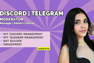 be your telegram discord crypto mod, community manager and chatter
