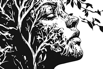 draw engraving linocut style digital drawing art