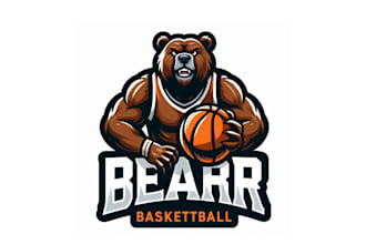 provide unique bear basketball player mascot logo for you within 14 hrs