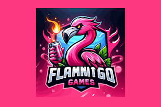 design a flamingo game mascot logo with source files