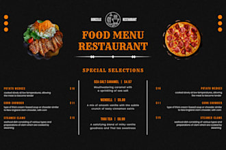 design restaurant food menu and sauce labels