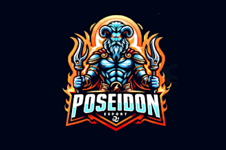 make a different poseidon esport mascot logo for your company